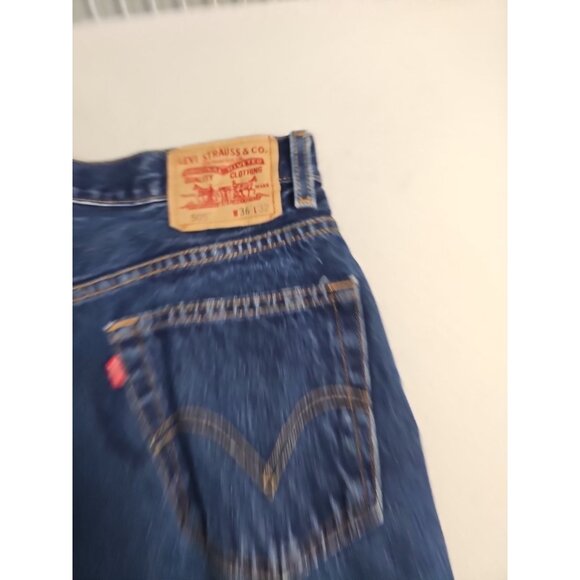 VTG Levi's Jeans 505 Mens 36x32 Dark Wash Blue Denim Regular Fit Straight Y2K - Picture 2 of 9